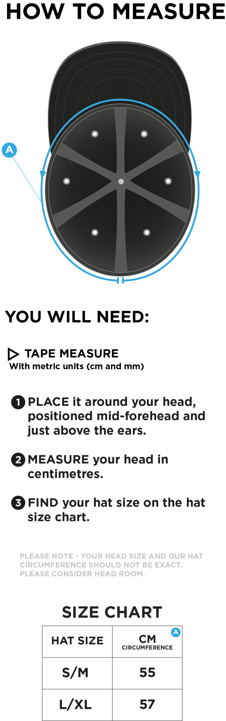 Great Notley FC - Fuse Flexi Cap - Size Guide