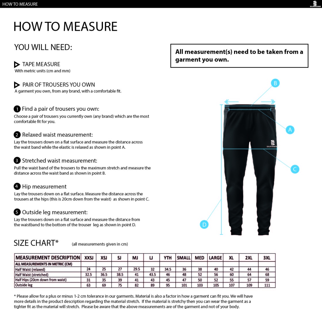 Great Notley FC - Dual Skinny Pant - Size Guide