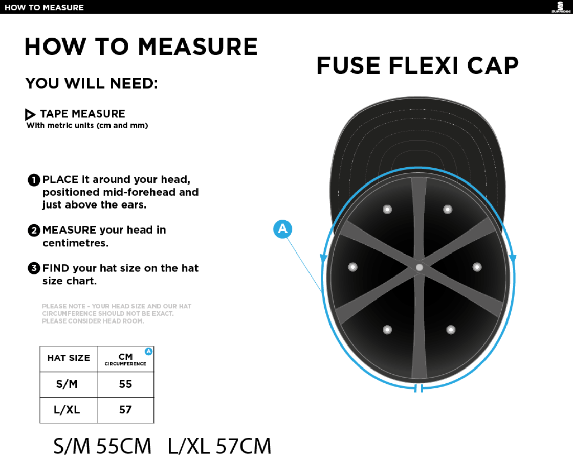 Great Notley FC - Fuse Flexi Cap - Size Guide